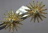 ESTATE LARGE .79CT DIAMOND 18KT YELLOW GOLD 3D FLOWER SNOWFLAKE STUD EARRINGS