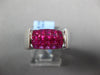 ESTATE WIDE 3.10CT AAA RUBY 18K WHITE GOLD PRINCESS MULTI ROW INVISIBLE FUN RING