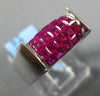 ESTATE WIDE 3.10CT AAA RUBY 18K WHITE GOLD PRINCESS MULTI ROW INVISIBLE FUN RING
