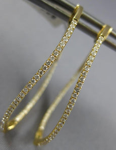 ESTATE .47CT DIAMOND 18K YELLOW GOLD INSIDE OUT OVAL SWIRL HOOP HANGING EARRINGS