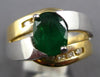 LARGE 1.5CT DIAMOND & AAA EMERALD 14KT 2 TONE GOLD OVAL & ROUND ENGAGEMENT RING