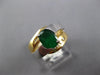 LARGE 1.5CT DIAMOND & AAA EMERALD 14KT 2 TONE GOLD OVAL & ROUND ENGAGEMENT RING