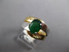 LARGE 1.5CT DIAMOND & AAA EMERALD 14KT 2 TONE GOLD OVAL & ROUND ENGAGEMENT RING