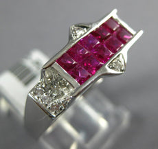 1.82CT DIAMOND & AAA RUBY 18KT WHITE GOLD ROUND & PRINCESS INVISIBLE CROWN RING