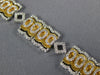 WIDE 2.15CT DIAMOND 18KT 2 TONE GOLD MULTI LINK RECTANGULAR OVAL TENNIS BRACELET