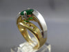 LARGE 1.5CT DIAMOND & AAA EMERALD 14KT 2 TONE GOLD OVAL & ROUND ENGAGEMENT RING