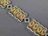 WIDE 2.15CT DIAMOND 18KT 2 TONE GOLD MULTI LINK RECTANGULAR OVAL TENNIS BRACELET