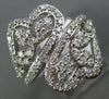 ESTATE WIDE 1.0CT DIAMOND 14KT WHITE GOLD 3D DOUBLE HEART CRISS CROSS LOVE RING