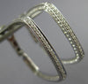ESTATE LARGE .81CT DIAMOND 18KT WHITE GOLD SQUARE HOOP CLIP ON HANGING EARRINGS