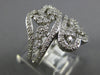 ESTATE WIDE 1.0CT DIAMOND 14KT WHITE GOLD 3D DOUBLE HEART CRISS CROSS LOVE RING