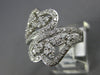 ESTATE WIDE 1.0CT DIAMOND 14KT WHITE GOLD 3D DOUBLE HEART CRISS CROSS LOVE RING