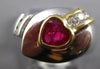 .92CT DIAMOND & AAA RUBY 18KT 2 TONE GOLD HEART SHAPE & ROUND LOVE KNOT FUN RING