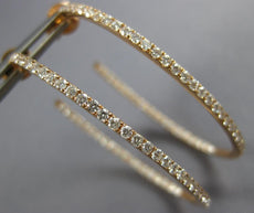 ESTATE LARGE 1.35CT DIAMOND 18KT ROSE GOLD INSIDE OUT OVAL HOOP HANGING EARRINGS