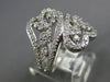 ESTATE WIDE 1.0CT DIAMOND 14KT WHITE GOLD 3D DOUBLE HEART CRISS CROSS LOVE RING