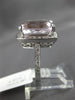 LARGE 10.64CT DIAMOND & KUNZITE 14KT WHITE GOLD CUSHION & ROUND ENGAGEMENT RING