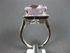 LARGE 10.64CT DIAMOND & KUNZITE 14KT WHITE GOLD CUSHION & ROUND ENGAGEMENT RING