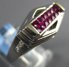 1.58CT DIAMOND & AAA RUBY 18KT WHITE GOLD ROUND & PRINCESS RECTANGULAR FUN RING