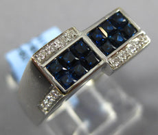 1.57CT DIAMOND & SAPPHIRE 18KT WHITE GOLD ROUND & PRINCESS CRISS CROSS MENS RING
