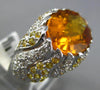 LARGE 10.31CT DIAMOND & AAA YELLOW SAPPHIRE & CITRINE 18KT WHITE GOLD OVAL RING