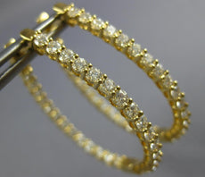 LARGE 2.30CT DIAMOND 18KT YELLOW GOLD INSIDE OUT SHARE PRONG OVAL HOOP EARRINGS