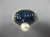 6.52CT DIAMOND & AAA SAPPHIRE & SOUTH SEA PEARL 18K WHITE GOLD 3D CROWN FUN RING