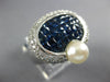 6.52CT DIAMOND & AAA SAPPHIRE & SOUTH SEA PEARL 18K WHITE GOLD 3D CROWN FUN RING