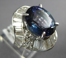 10.52CT DIAMOND & AAA TANZANITE 18K WHITE GOLD 3D OVAL & BAGUETTE BALLERINA RING