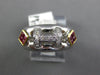WIDE .56CT DIAMOND & AAA RUBY 18K 2 TONE GOLD 3D ROUND & PRINCESS H INITIAL RING