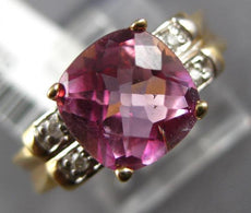 1.54CT DIAMOND & AAA PINK TOPAZ 14KT YELLOW GOLD CUSHION & ROUND ENGAGEMENT RING