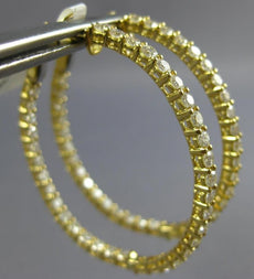 LARGE 2.91CT DIAMOND 18KT YELLOW GOLD INSIDE OUT SHARE PRONG OVAL HOOP EARRINGS