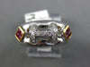 WIDE .56CT DIAMOND & AAA RUBY 18K 2 TONE GOLD 3D ROUND & PRINCESS H INITIAL RING