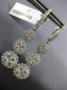 ESTATE 2.08CT DIAMOND 18K WHITE GOLD 3D FLOWER JOURNEY CLUSTER HANGING EARRINGS