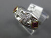 WIDE .56CT DIAMOND & AAA RUBY 18K 2 TONE GOLD 3D ROUND & PRINCESS H INITIAL RING