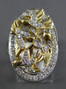 ESTATE LARGE .27CT DIAMOND 14KT 2 TONE GOLD 3D CLASSIC MULTI BIRD OVAL FUN RING