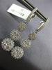 ESTATE 2.08CT DIAMOND 18K WHITE GOLD 3D FLOWER JOURNEY CLUSTER HANGING EARRINGS