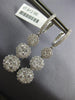 ESTATE 2.08CT DIAMOND 18K WHITE GOLD 3D FLOWER JOURNEY CLUSTER HANGING EARRINGS