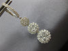ESTATE 2.08CT DIAMOND 18K WHITE GOLD 3D FLOWER JOURNEY CLUSTER HANGING EARRINGS