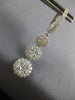 ESTATE 2.08CT DIAMOND 18K WHITE GOLD 3D FLOWER JOURNEY CLUSTER HANGING EARRINGS