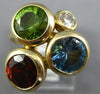 ESTATE LARGE 4.3CT DIAMOND & AAA MULTI GEM 14KT YELLOW GOLD ROUND BEZEL FUN RING