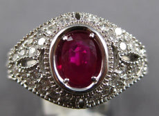 1.03CT DIAMOND & AAA RUBY 14KT WHITE GOLD OVAL & ROUND FILIGREE ENGAGEMENT RING