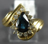 ESTATE 1.05CT DIAMOND & AAA SAPPHIRE 14K YELLOW GOLD PEAR SHAPE & ROUND FUN RING