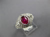 1.03CT DIAMOND & AAA RUBY 14KT WHITE GOLD OVAL & ROUND FILIGREE ENGAGEMENT RING