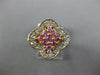 ESTATE 1.20CT DIAMOND & AAA PINK SAPPHIRE 14K YELLOW GOLD FLOWER SQUARE FUN RING