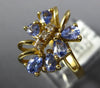 ESTATE 1.09CT DIAMOND & AAA TANZANITE 14KT YELLOW GOLD FLOWER BUTTERFLY FUN RING
