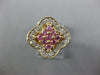 ESTATE 1.20CT DIAMOND & AAA PINK SAPPHIRE 14K YELLOW GOLD FLOWER SQUARE FUN RING