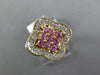 ESTATE 1.20CT DIAMOND & AAA PINK SAPPHIRE 14K YELLOW GOLD FLOWER SQUARE FUN RING