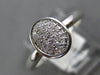 ESTATE .15CT DIAMOND 14KT WHITE GOLD 3D CLASSIC OVAL PAVE FUN LOVE RING