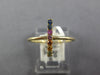 ESTATE .20CT AAA MULTI COLOR SAPPHIRE 14KT YELLOW GOLD 3D RAINBOW FUN BAR RING