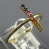 ESTATE .20CT AAA MULTI COLOR SAPPHIRE 14KT YELLOW GOLD 3D RAINBOW FUN BAR RING