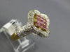ESTATE 1.20CT DIAMOND & AAA PINK SAPPHIRE 14K YELLOW GOLD FLOWER SQUARE FUN RING